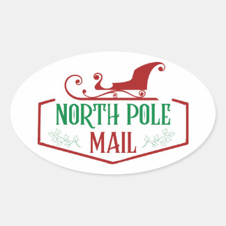 North Pole Mail Oval Sticker