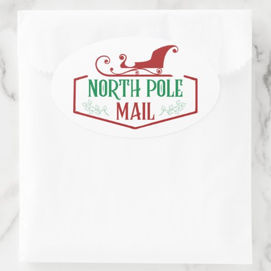 North Pole Mail Oval Sticker (Tas)