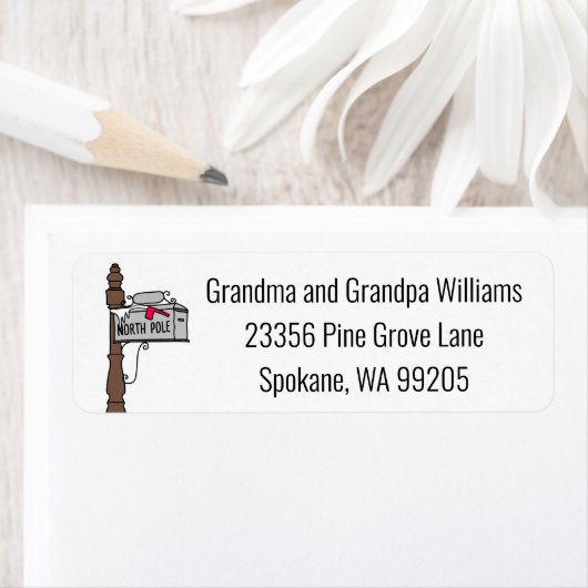 North Pole Mailbox Retouradres Label (Insitu)