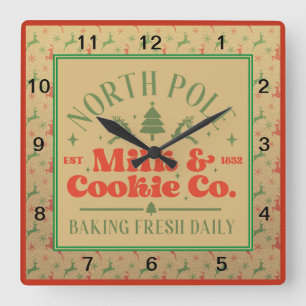 North Pole Milk and Cookie Co. Vierkante Klok