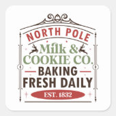 North Pole Milk koekje kerst Vierkante Sticker (Voorkant)