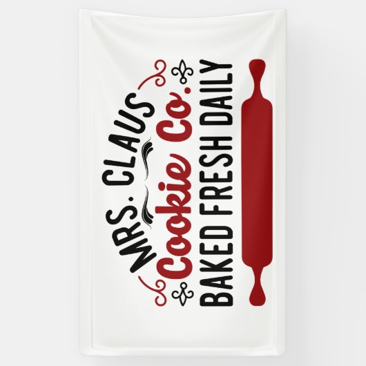 North Pole Mrs Claus koekie Company Kerstmis Spandoek (Verticaal)