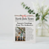 North Pole Newspaper Christmas Photo Card (Staand voorkant)