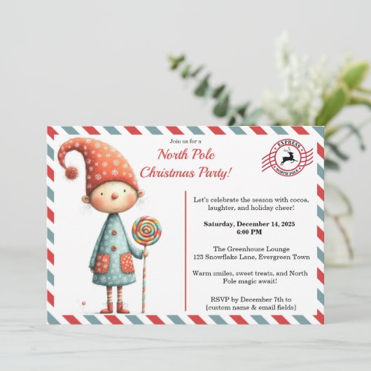 North Pole party Magic | Enchanted Elf Kaart (Staand voorkant)