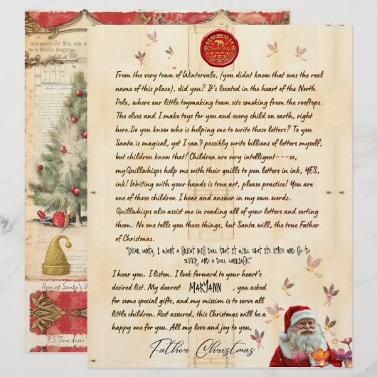 North Pole Personal Christmas Letter From Santa (Voorkant / Achterkant)