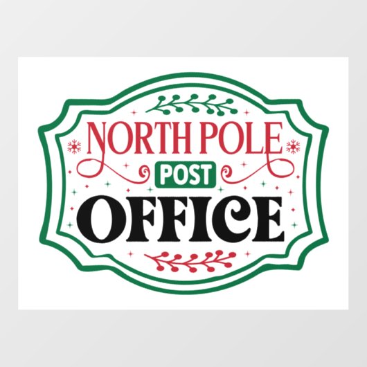 North Pole Post Kantoor Kerstmis Raamsticker (Vel)