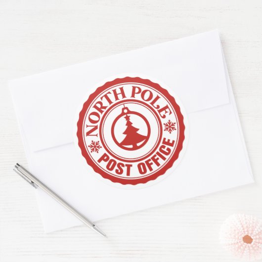 North Pole Post Kantoor Ronde Sticker (Envelop)