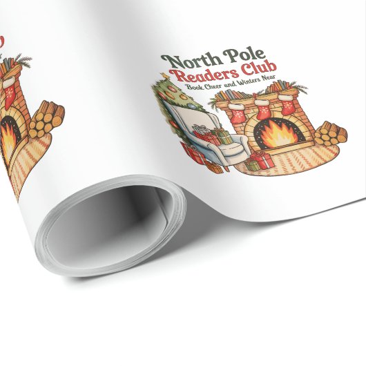 North Pole Readers Club Christmas Books Xmas Lover Cadeaupapier (Rol Hoek)