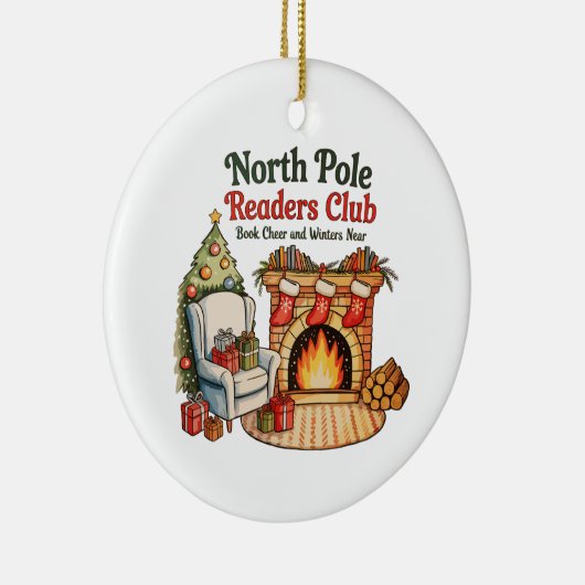 North Pole Readers Club Christmas Books Xmas Lover Keramisch Ornament (Rechts)