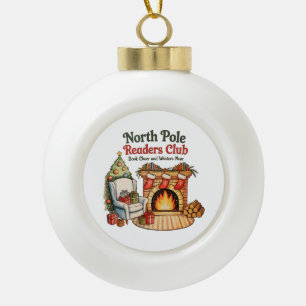 North Pole Readers Club Kerstboeken Kerstliefhebbe Keramische Bal Ornament
