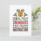 North Pole Reindeer Flight Instructor Christmas  Feestdagenkaart (Staand voorkant)