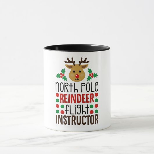 North Pole Reindeer Flight Instructor Christmas Mok (Midden)