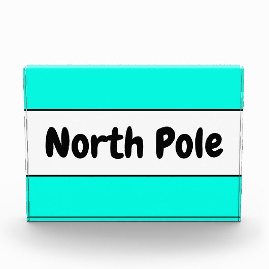 NORTH POLE Retro Bright Aqua Mint White Stripes Fotoblokken (Voorkant)