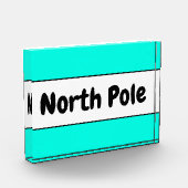 NORTH POLE Retro Bright Aqua Mint White Stripes Fotoblokken (Links)