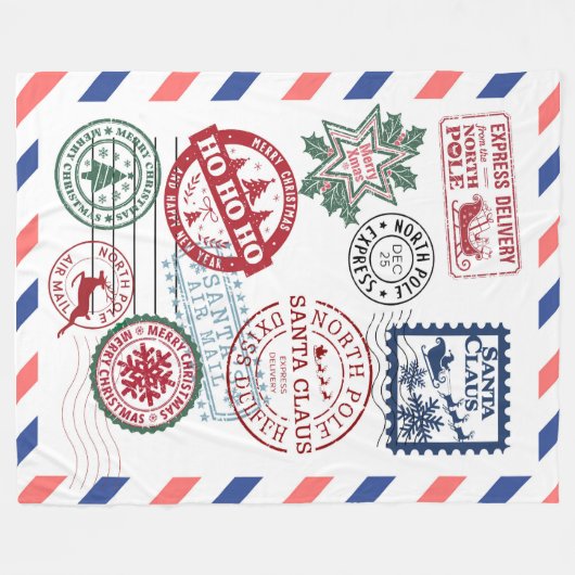 North Pole Santa Mail Christmas  Fleece Deken (Voorkant (Horizontaal))