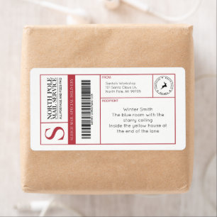 North Pole Santa's Workshop Bewerkbare Verzending Etiket