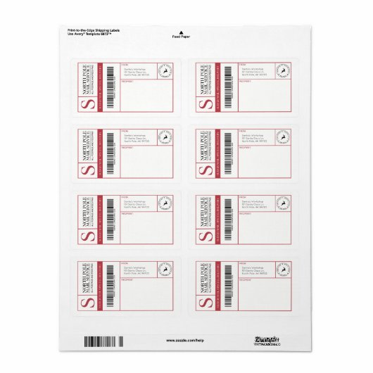 North Pole Santa's Workshop Blanco Verzending Etiket (Full Sheet)