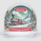 North Pole Snow Christmas Santas Train No Refunds Sneeuwbol (Achterkant)