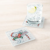 North Pole Snowman Glazen Onderzetter (Schuin)