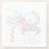 North Pole Snowman Glazen Onderzetter (Achterkant)