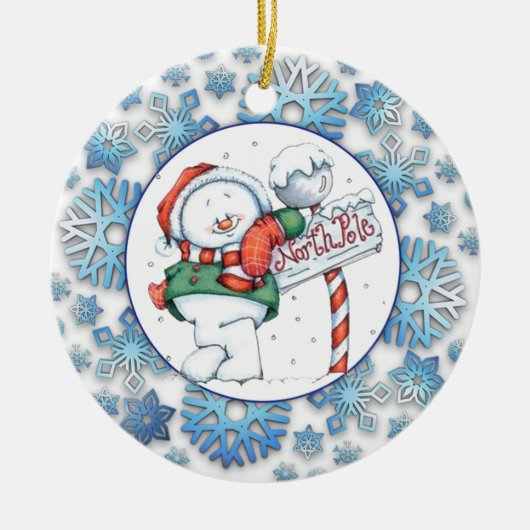 North Pole Snowman Keramisch Ornament (Voorkant)