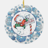 North Pole Snowman Keramisch Ornament (Achterkant)