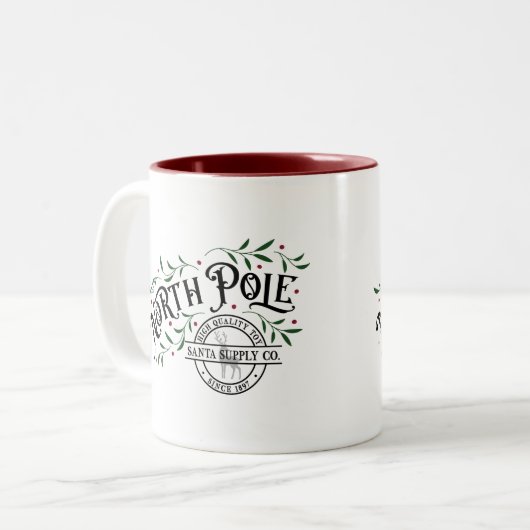 North Pole Supply Co. Tweekleurige Koffiemok (Voorkant links)