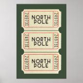 North Pole Ticket Print en Groene Kerstdecoratie (Voorkant)