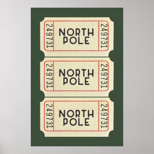 North Pole Ticket Print en Groene Kerstdecoratie (Voorkant)