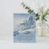 North Rim Lodge Nostalgische winterlandschap Feestdagenkaart (Staand voorkant)