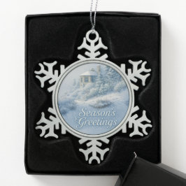 North Rim Lodge Winter Scenery Nostalgic  Tin Sneeuwvlok Ornament