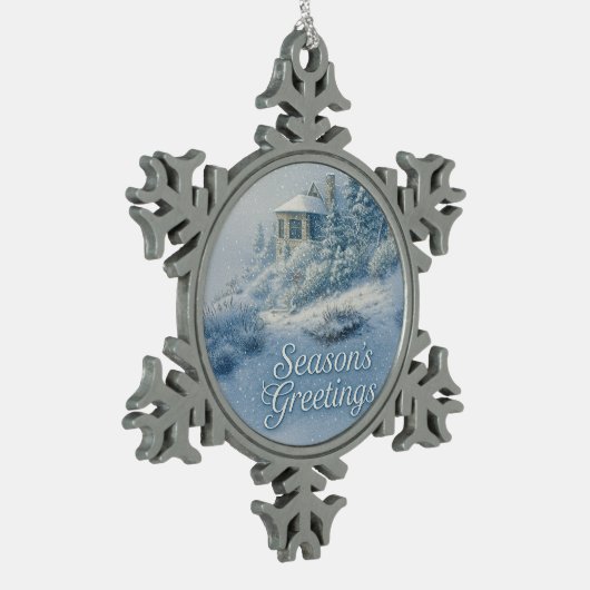 North Rim Lodge Winter Scenery Nostalgic  Tin Sneeuwvlok Ornament (Links)