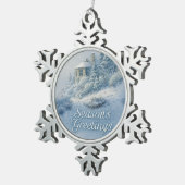 North Rim Lodge Winter Scenery Nostalgic  Tin Sneeuwvlok Ornament (Rechts)