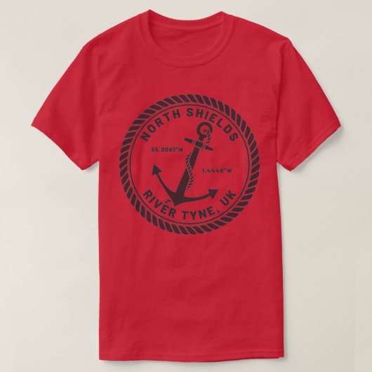 North Shields River Tyne Anchor Design T-shirt (Design voorkant)