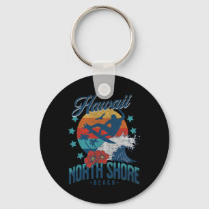 North Shore Beach Hawaï Surfen Vintage Hawaïaans Sleutelhanger