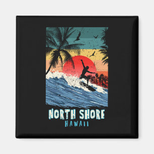 North Shore Hawaï Strand Surfen Vintage Retro Palm Magneet
