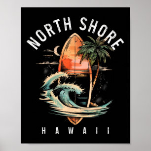 North Shore Hawaï surfbord Oahu Haleiwa surfen Poster