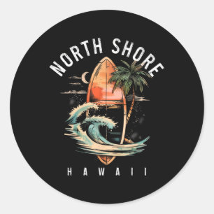 North Shore Hawaï surfbord Oahu Haleiwa surfen Ronde Sticker