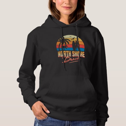 North Shore Hawaii Beach Surfing Summer Vacation Hoodie (Voorkant)