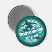 North Shore Hawaii blauwgroen surfer logo magnet (Voorkant / Achterkant)