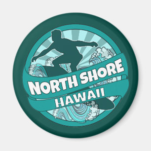 North Shore Hawaii blauwgroen surfer logo magnet
