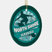 North Shore Hawaii blauwgroen surfer logo ornament (Rechts)