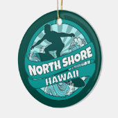 North Shore Hawaii blauwgroen surfer logo ornament (Links)