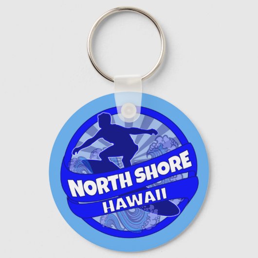 North Shore Hawaii Blue Surfer logo sleutelhanger (Voorkant)