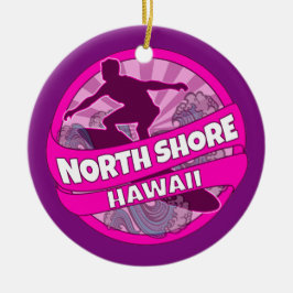North Shore Hawaii roze surfer logo ornament