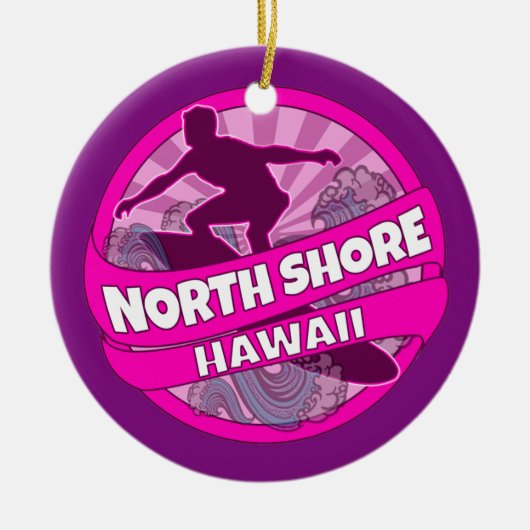 North Shore Hawaii roze surfer logo ornament (Voorkant)