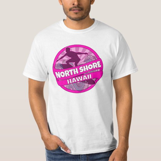 North Shore Hawaii roze surfer logo shirt (Voorkant)