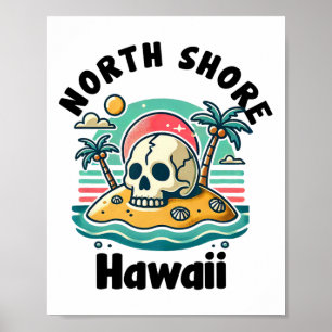 North Shore Oahu Hawaï Souvenir Surfen Hawaïaans Poster