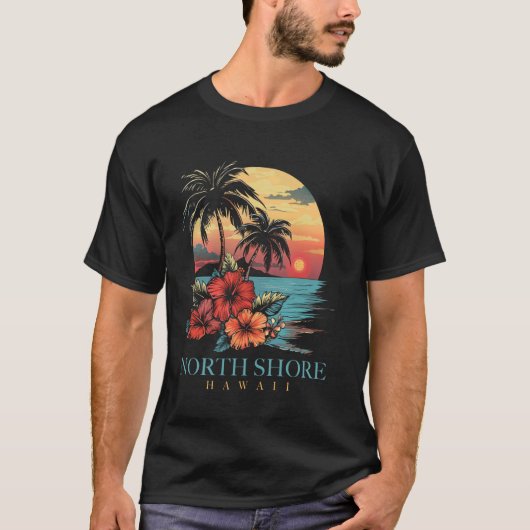 North Shore Oahu Hawaii Aloha Hawaiian Surf Surfer T-shirt (Voorkant)