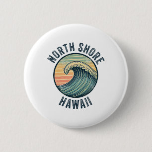 North Shore Oahu Hawaii Souvenir Surfen Hawaiaans Ronde Button 5,7 Cm